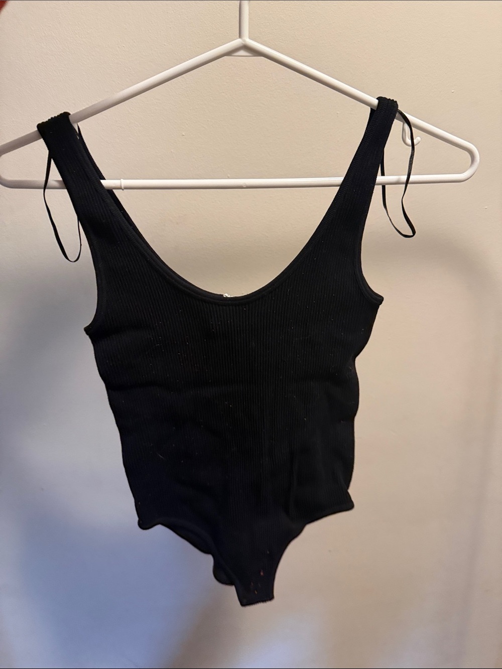 ZARA Black Ribbed Scoop Neck Bodysuit